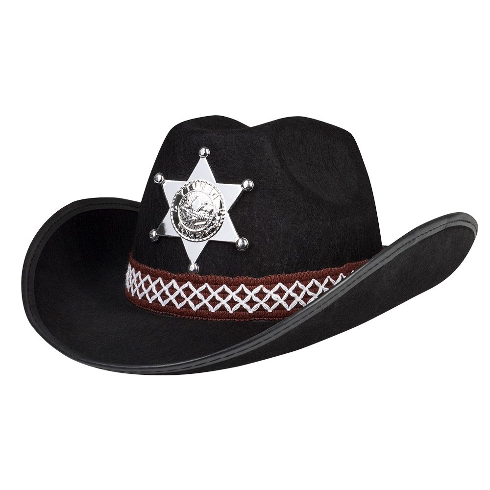 Cowboyhoed kind Sheriff zwart