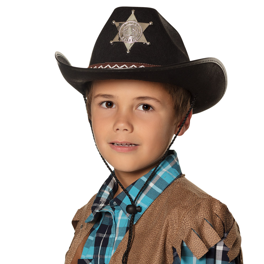 Cowboyhoed kind Sheriff zwart