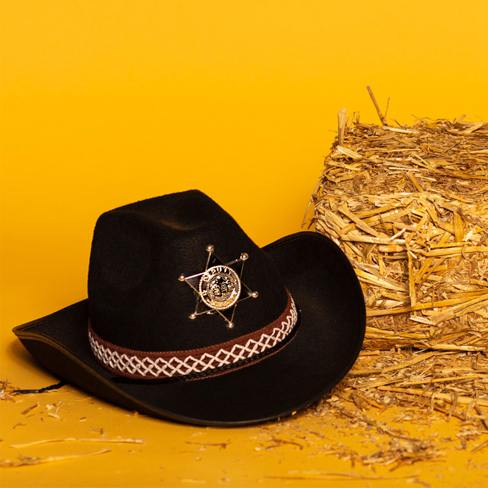Cowboyhoed kind Sheriff zwart