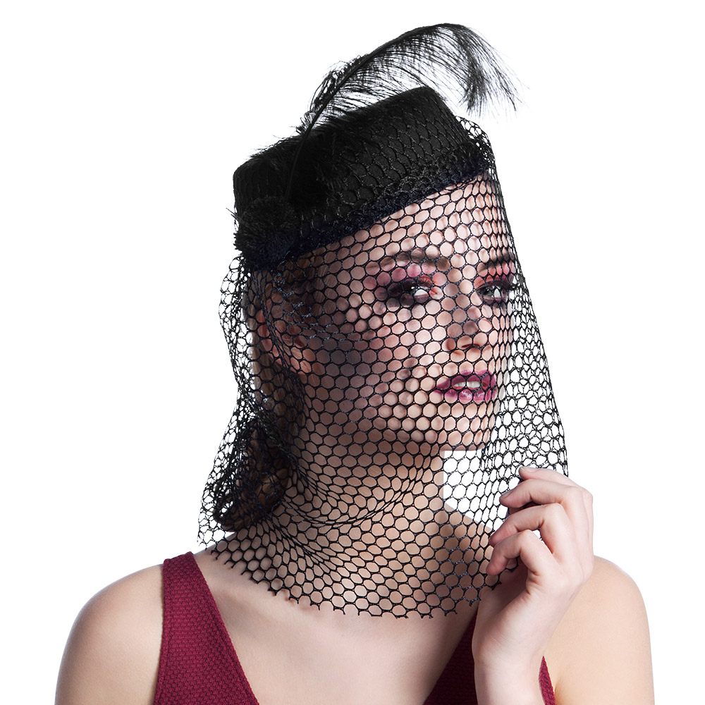 Hoed Black widow met sluier