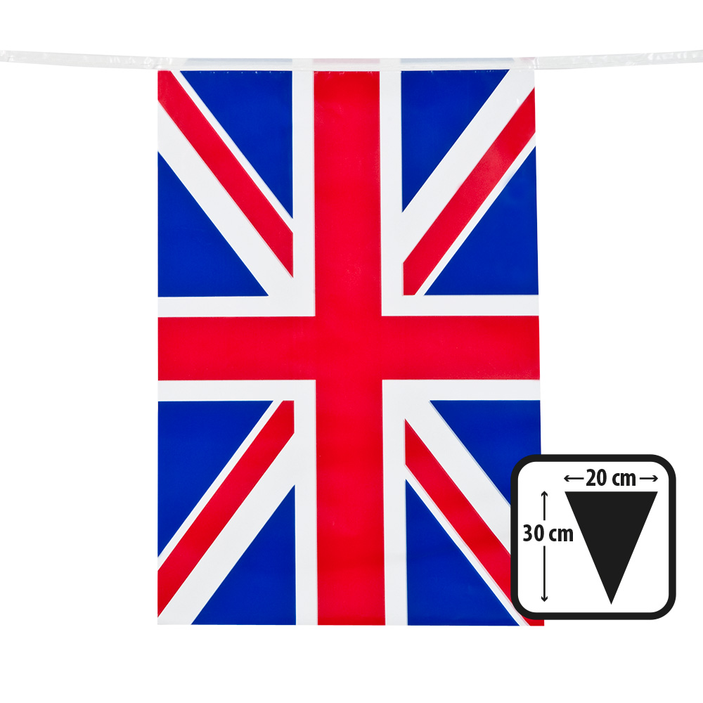 PE vlaggenlijn (rechthoekig) Union Jack (30 x 20 cm)(10 m)