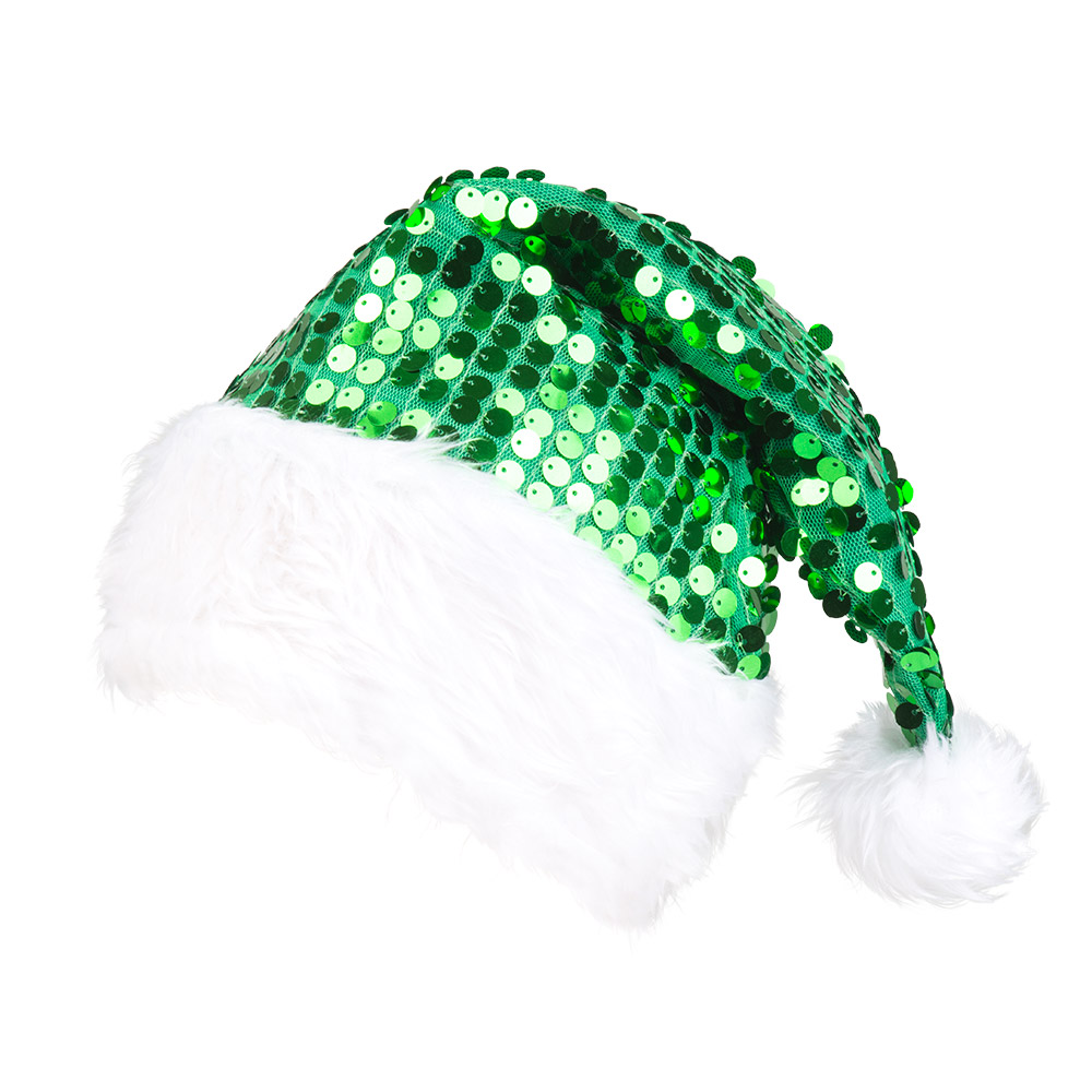 Kerstmuts Pailletten 6 kleuren ass.
