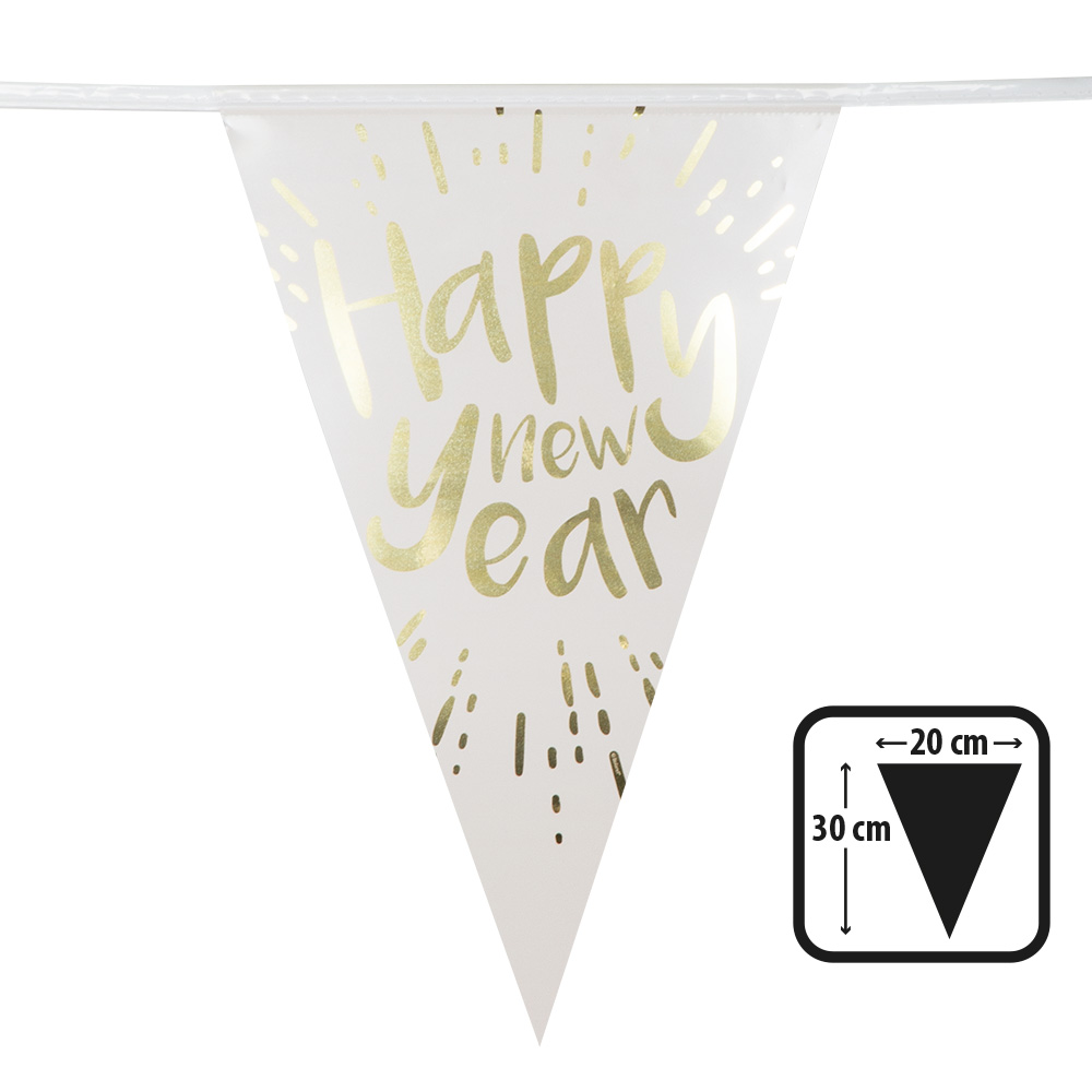 Folievlaggenlijn 'Happy new year' (30 x 20 cm)(4 m)