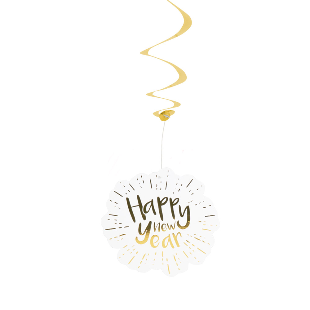 Set 2 Decoratieswirls 'Happy New Year' dubbelzijdig (85 cm)