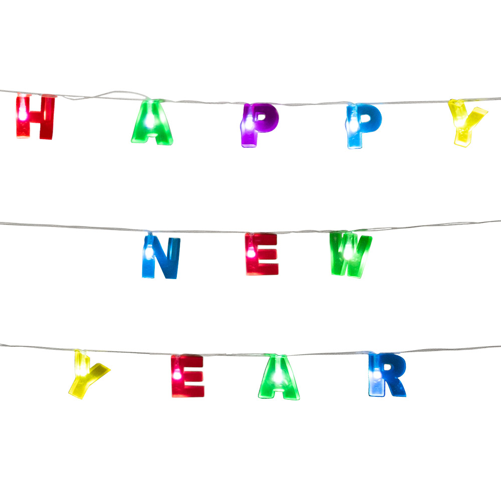 LED lichtsnoer 'Happy new year' (160 cm)
