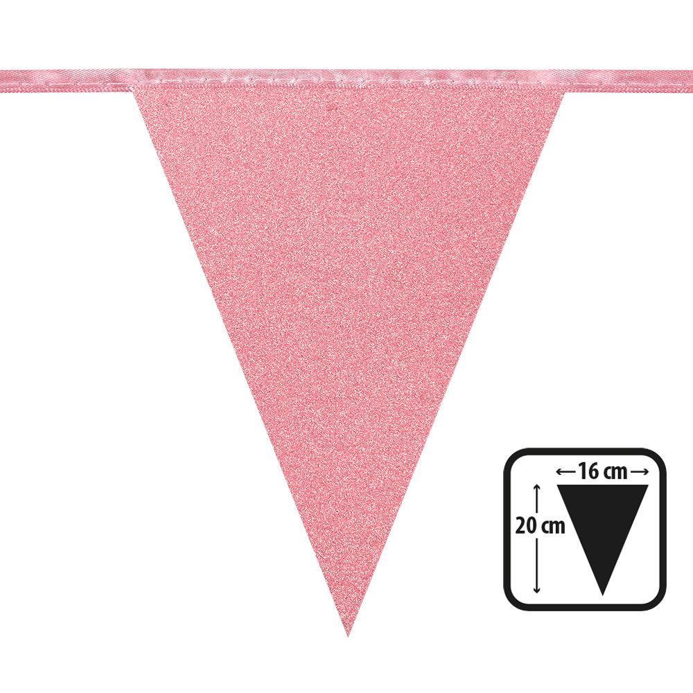 Kartonnen vlaggenlijn Glitter roségoud (20 x 16 cm, 6 m)