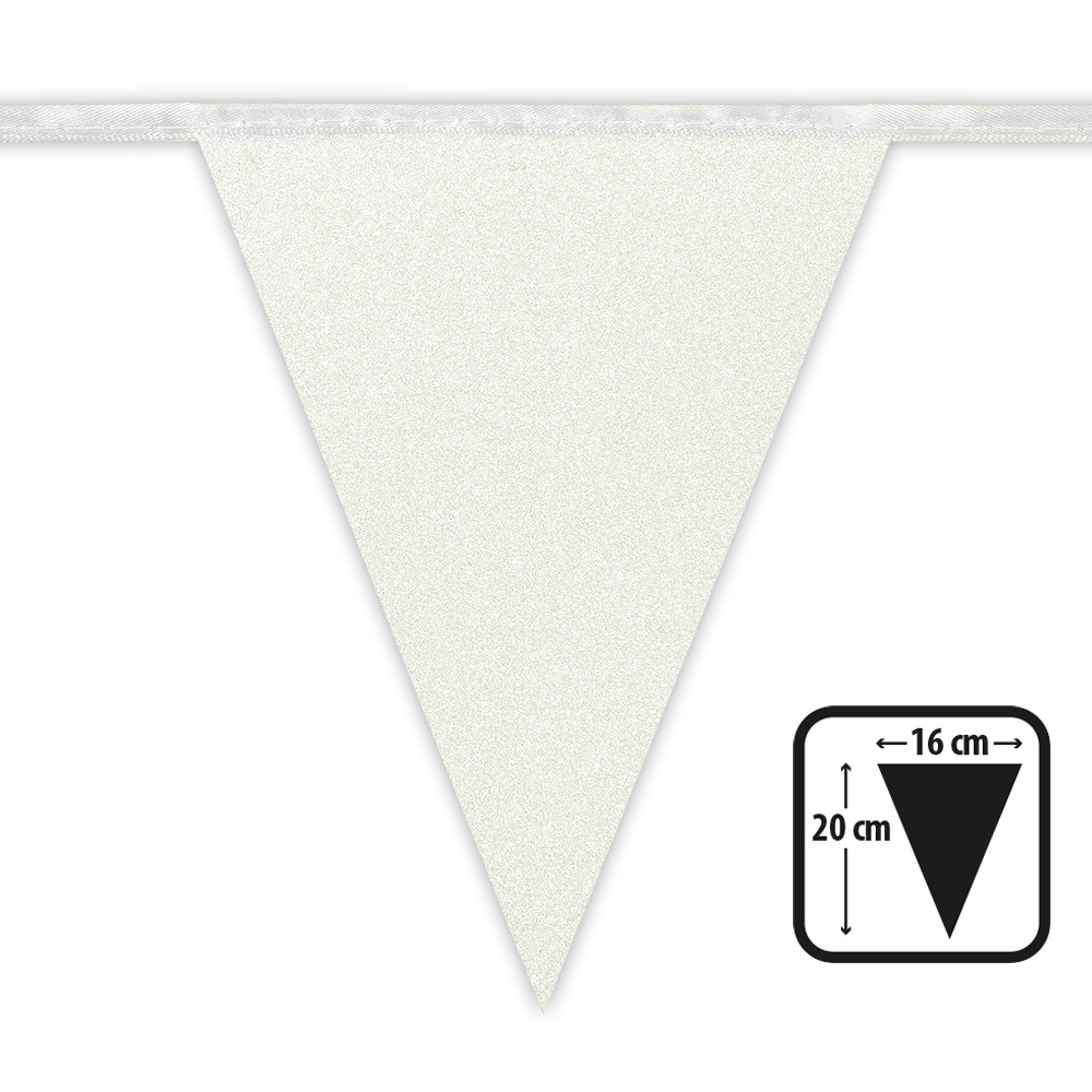 St. Kartonnen glittervlaggenlijn wit (20 x 16cm)(6 m)