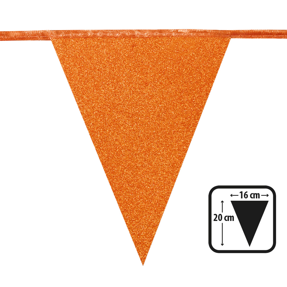 St. Kartonnen glittervlaggenlijn oranje (20 x 16 cm)(6 m)