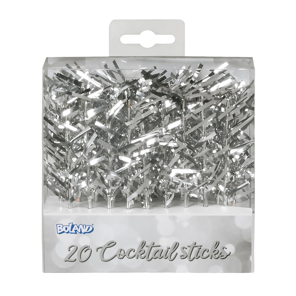 Set 20 cocktailprikkers zilver (10 cm)