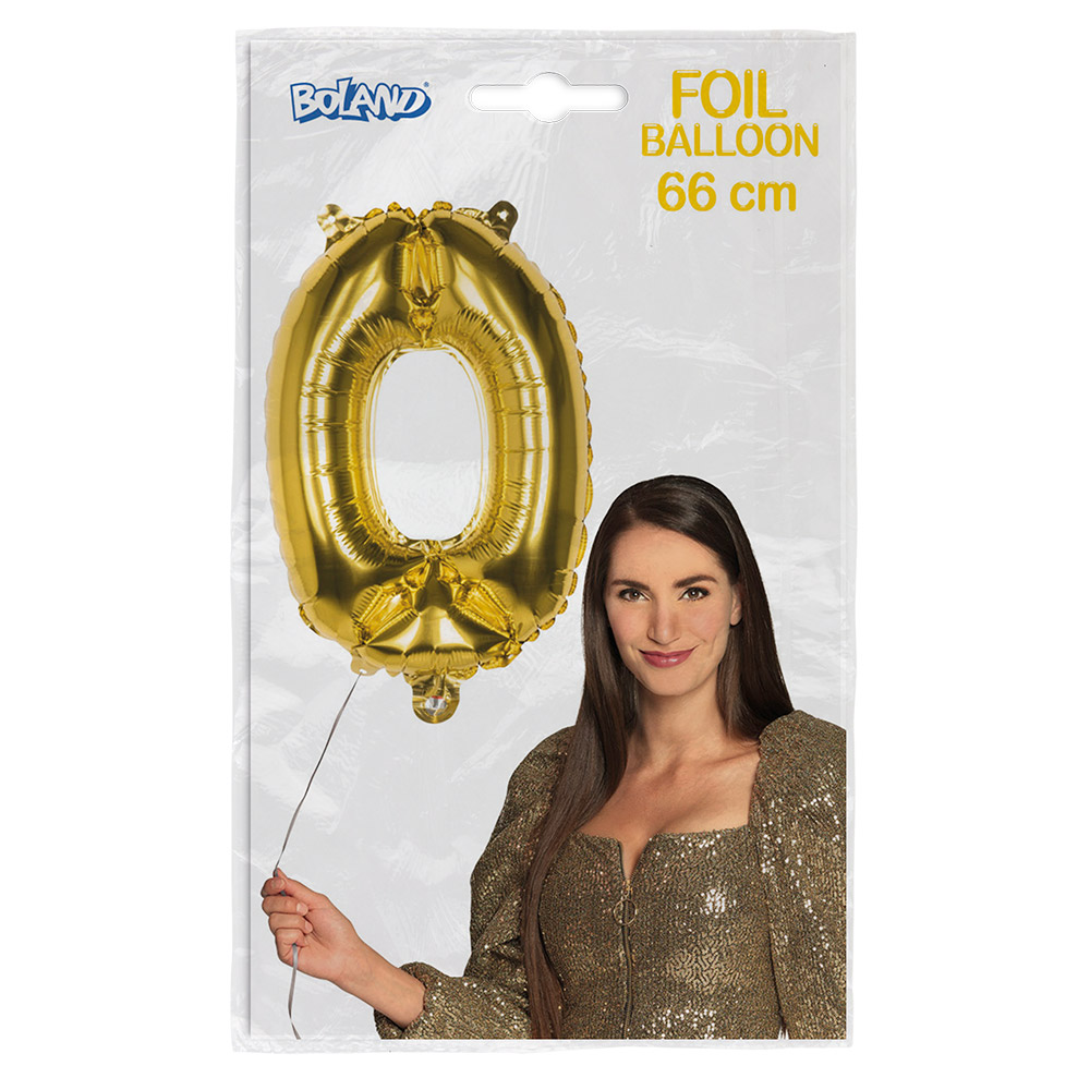 Folieballon '0' goud (66 cm)