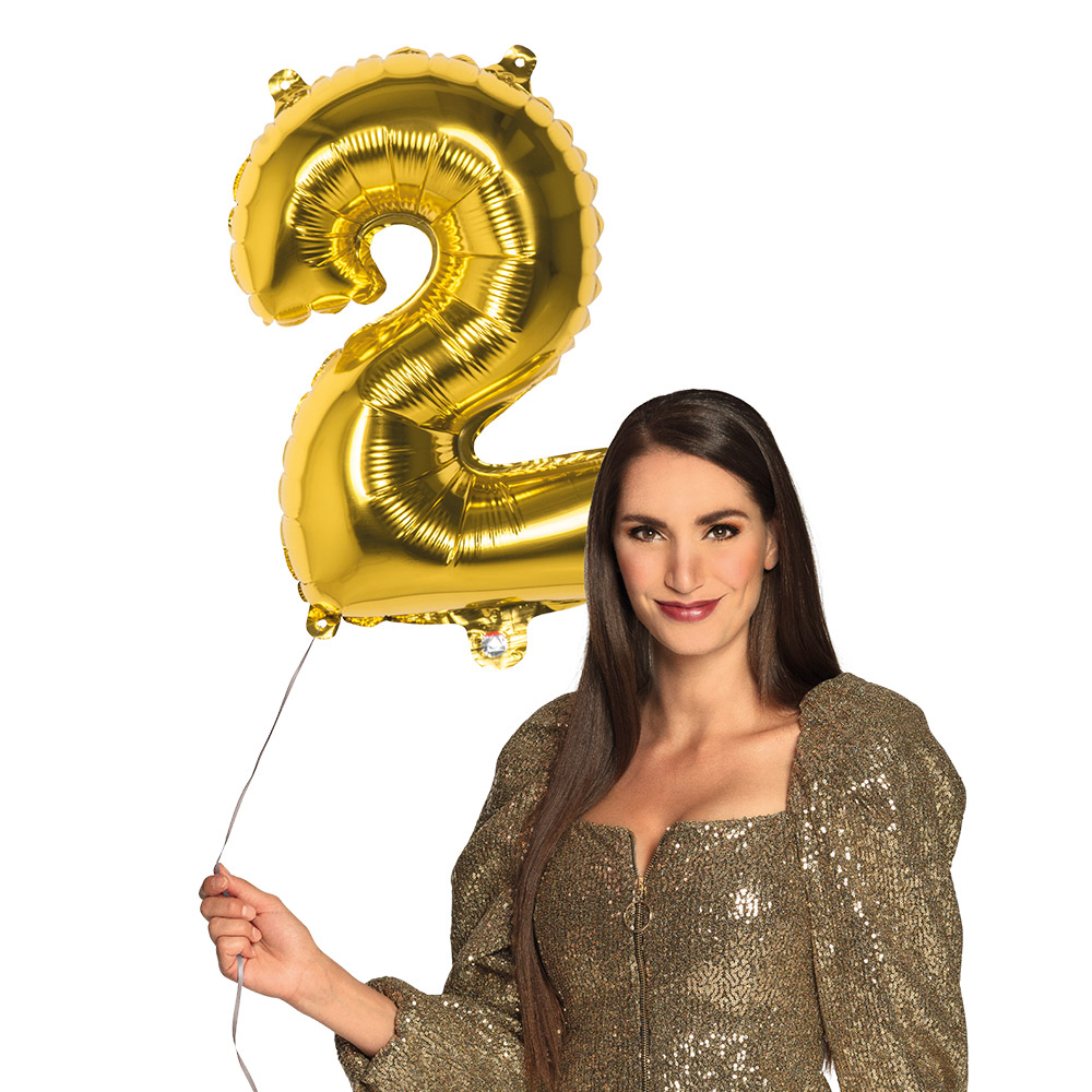 Folieballon '2' goud (66 cm)