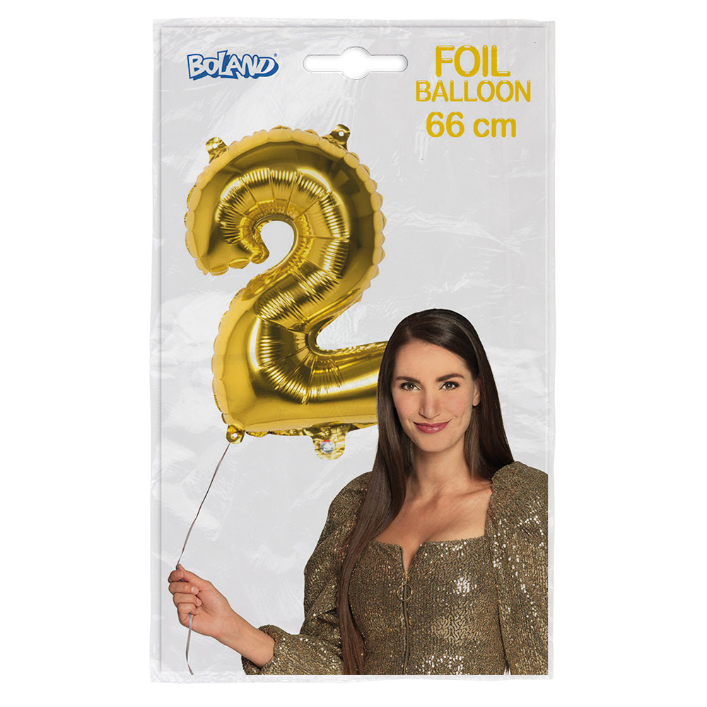 Folieballon '2' goud (66 cm)