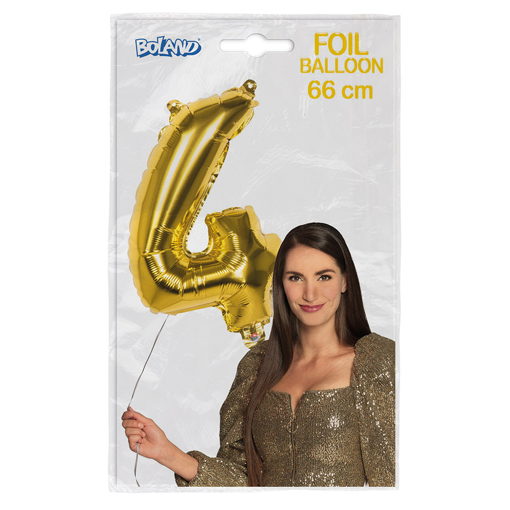 St. Folieballon '4' goud (66 cm)