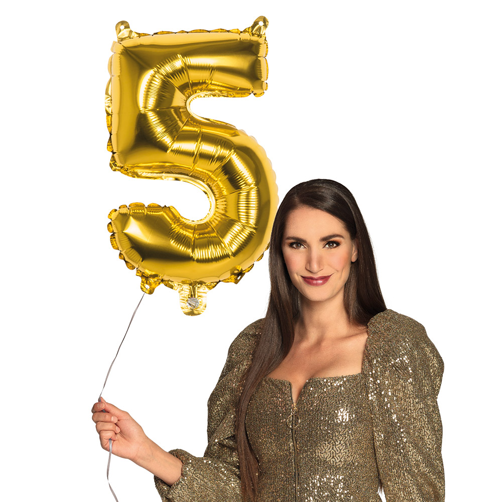 Folieballon '5' goud (66 cm)