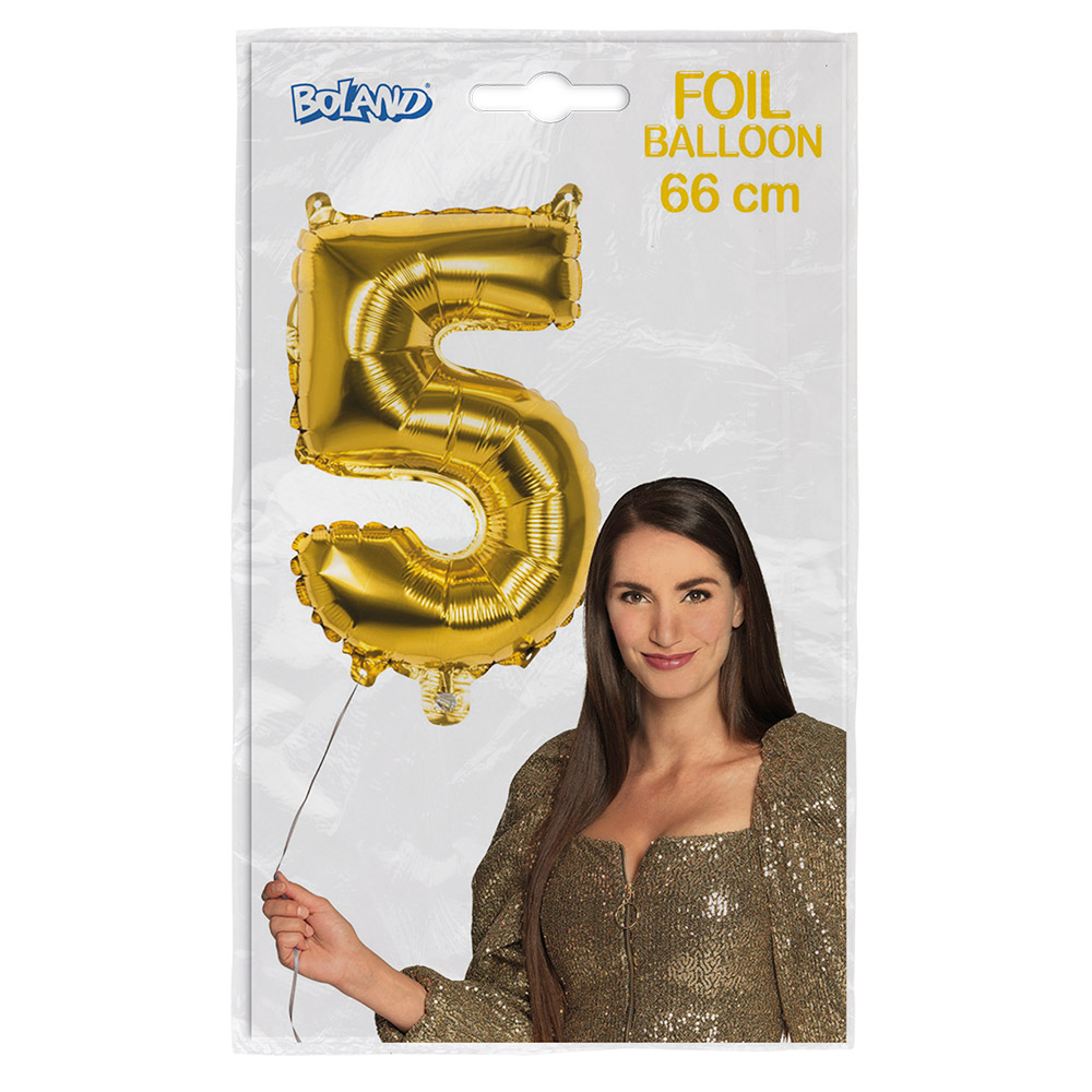 Folieballon '5' goud (66 cm)