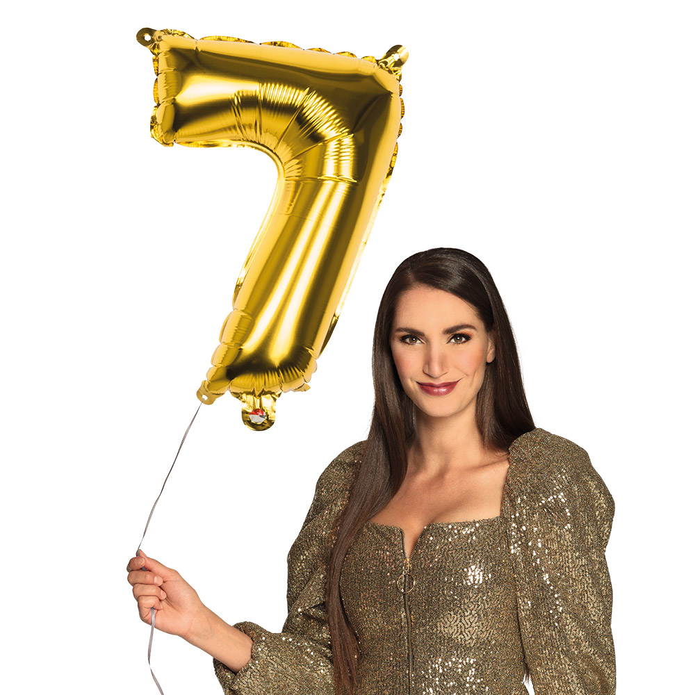 Folieballon '7' goud (66 cm)