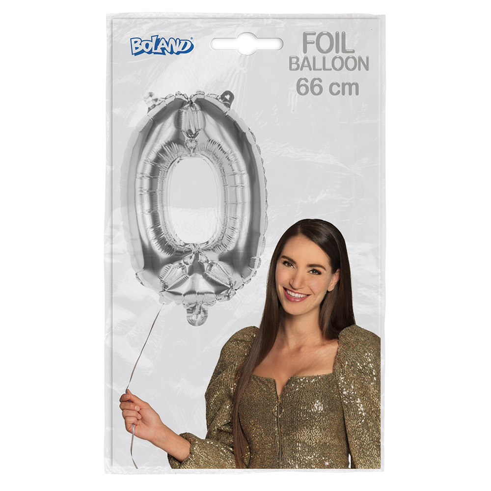 St. Folieballon '0' zilver (66 cm)