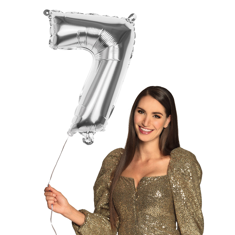 Folieballon '7' zilver (66 cm)