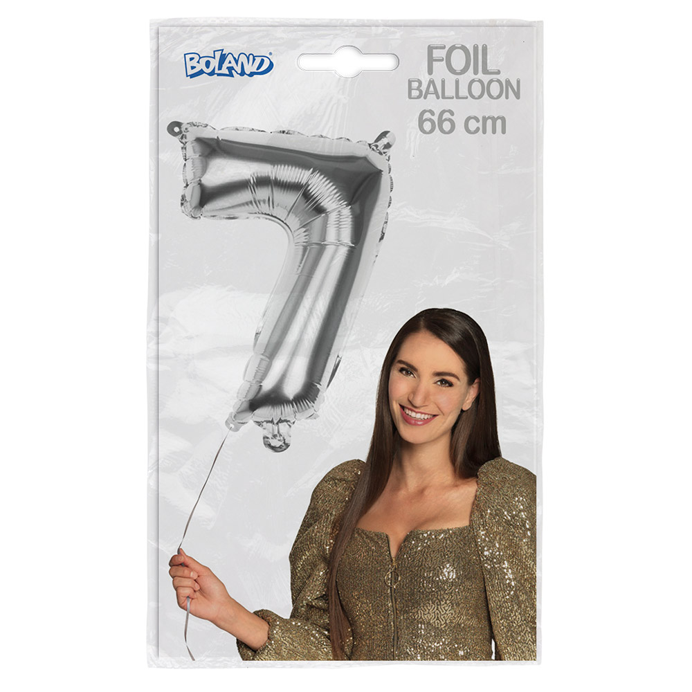 Folieballon '7' zilver (66 cm)