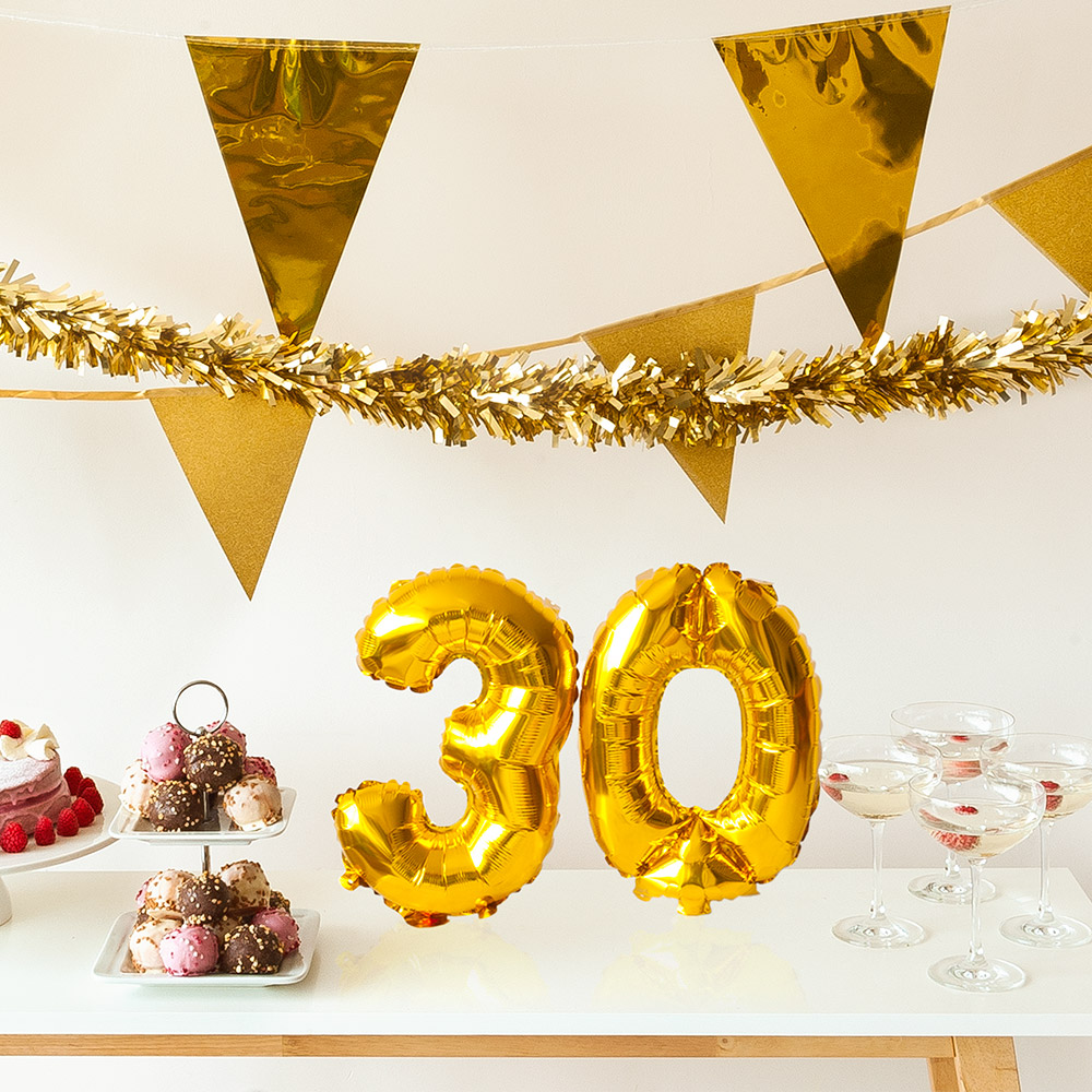 Folieballon '0' goud (36 cm)