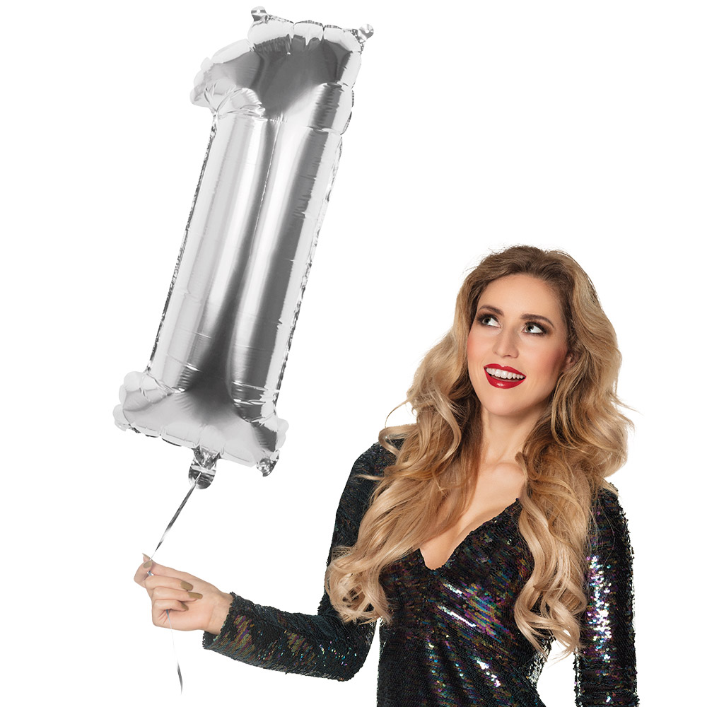 Folieballon '1' zilver (86 cm)