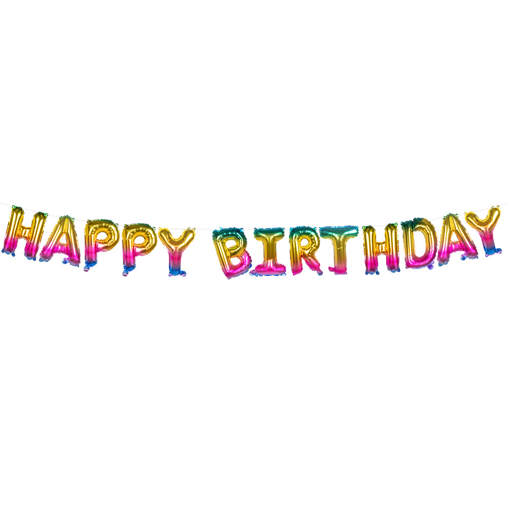 Folieballonslinger 'Happy birthday' (8 m)