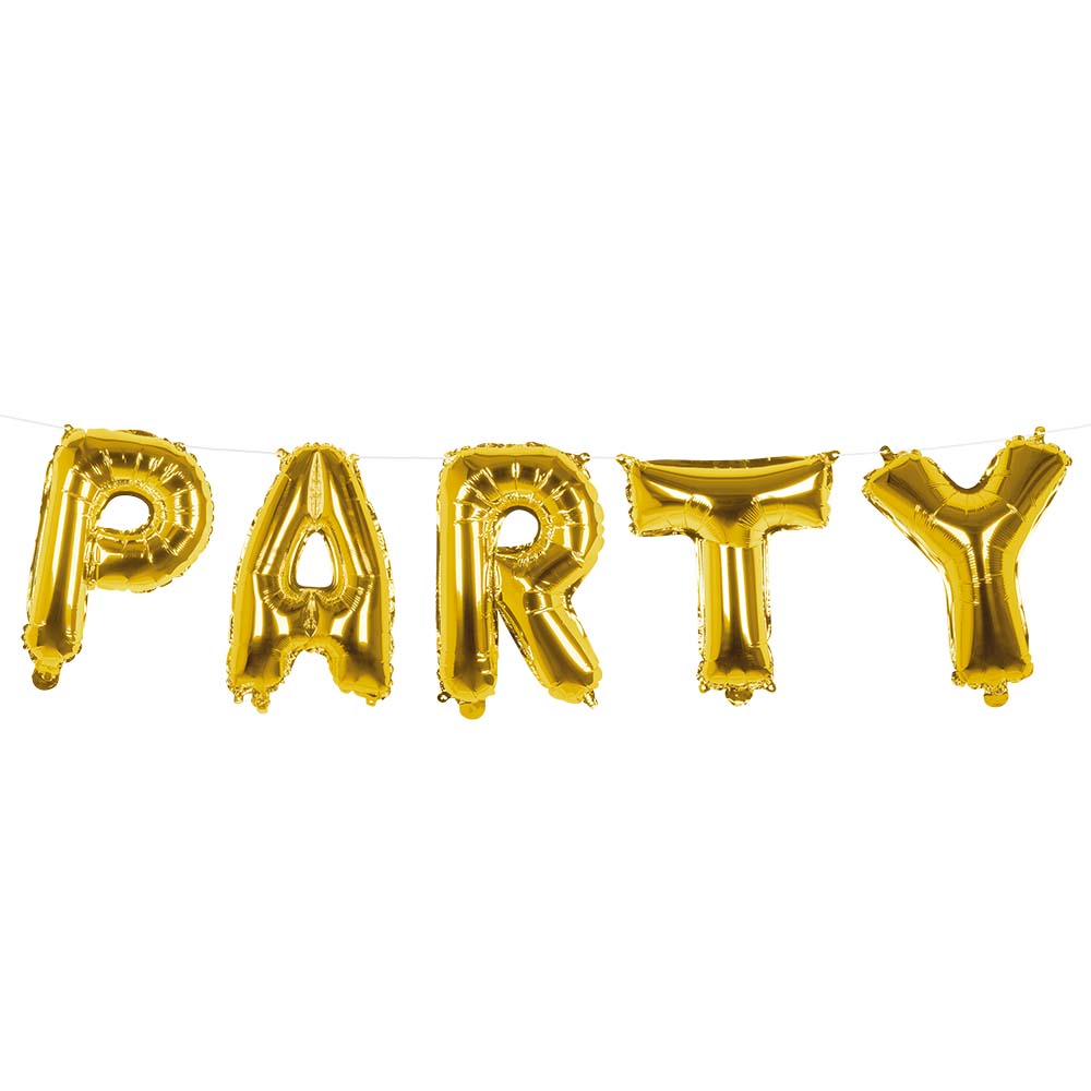 Folieballonslinger 'Party' goud (3m)