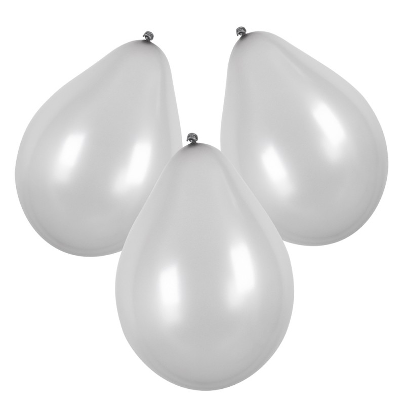 Set 6 Latex ballonnen zilver (Ø 23 cm)