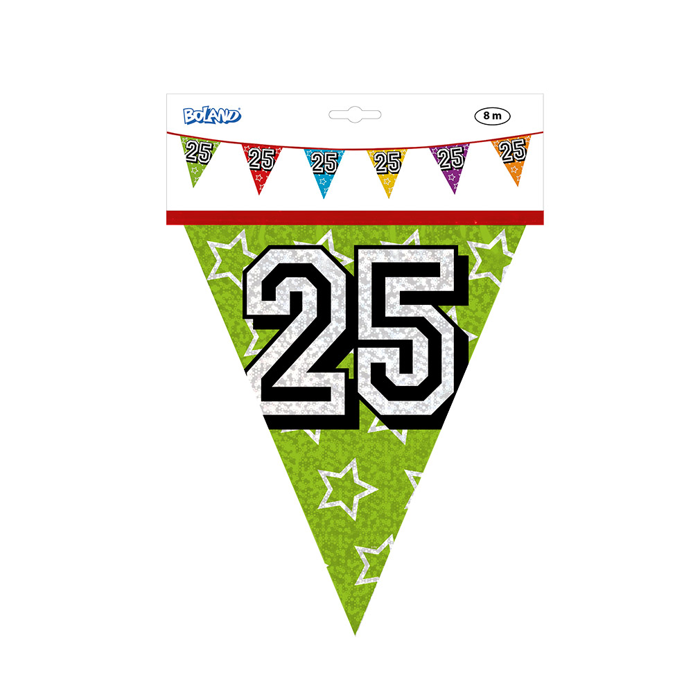 Holografische vlaggenlijn '25' (30 x 20 cm)(8 m)