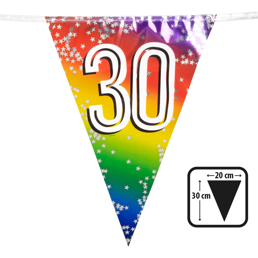 Folievlaggenlijn Rainbow '30' (30 x 20 cm, 6 m)