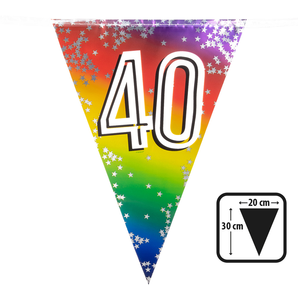 Folievlaggenlijn Rainbow '40' (30 x 20 cm, 6 m)