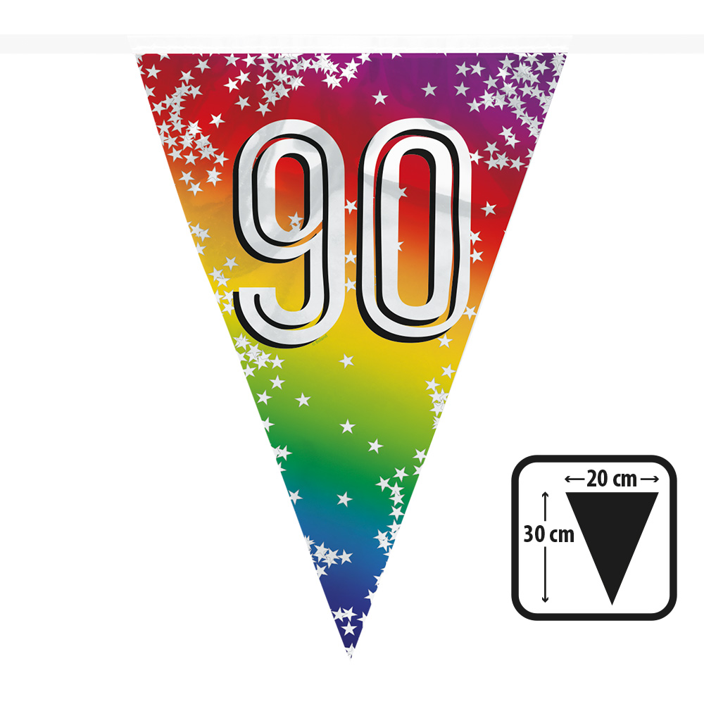 Folievlaggenlijn Rainbow '90' (30 x 20 cm, 6 m)