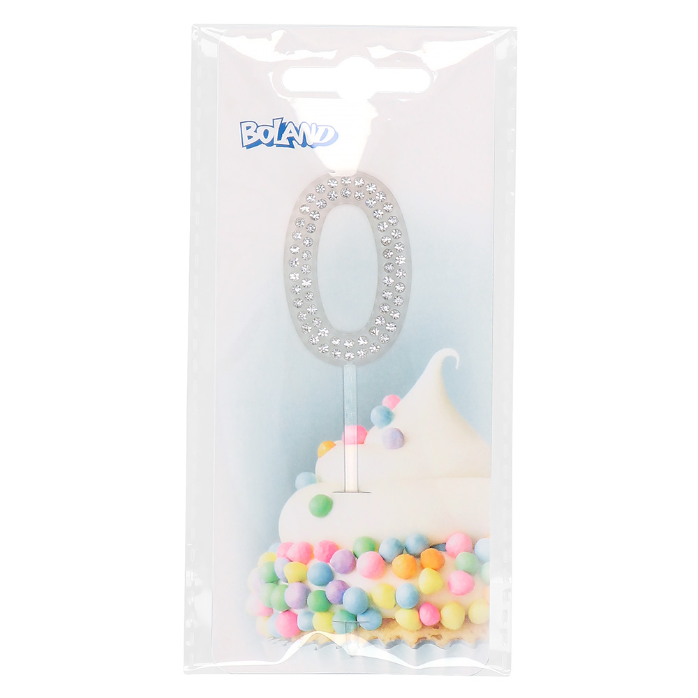 Diamanten taarttopper '0' (10.5 cm)
