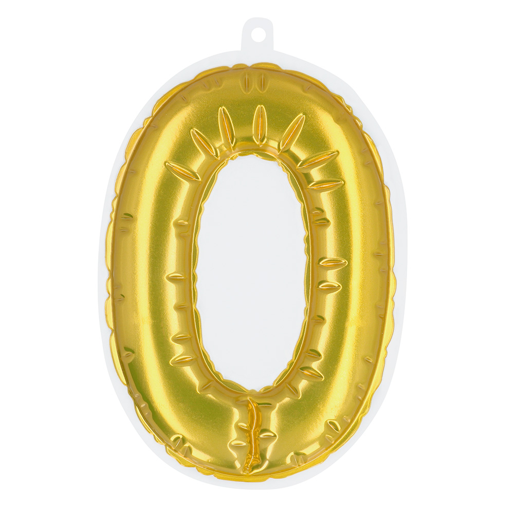 St. Folieballon Nummer sticker '0' goud (20 cm)