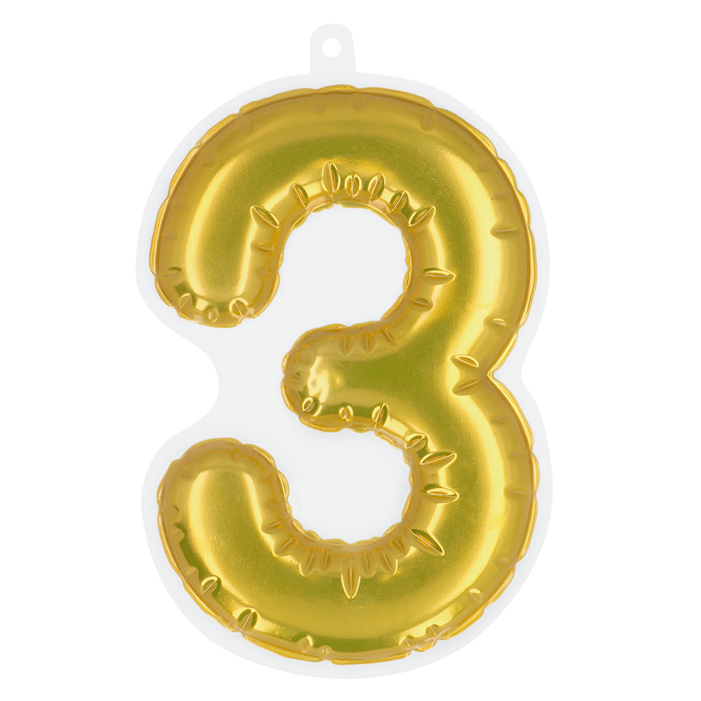St. Folieballon Nummer sticker '3' goud (20 cm)
