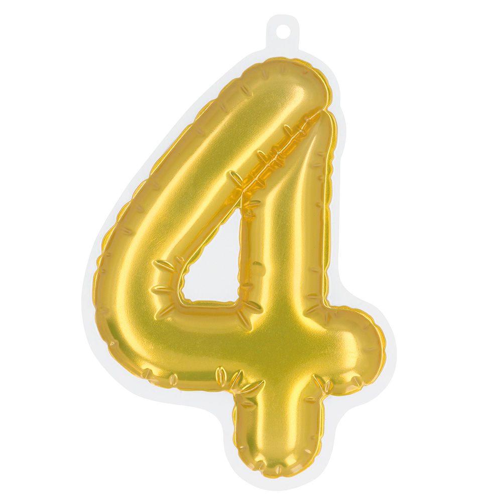 St. Folieballon Nummer sticker '4' goud (20 cm)