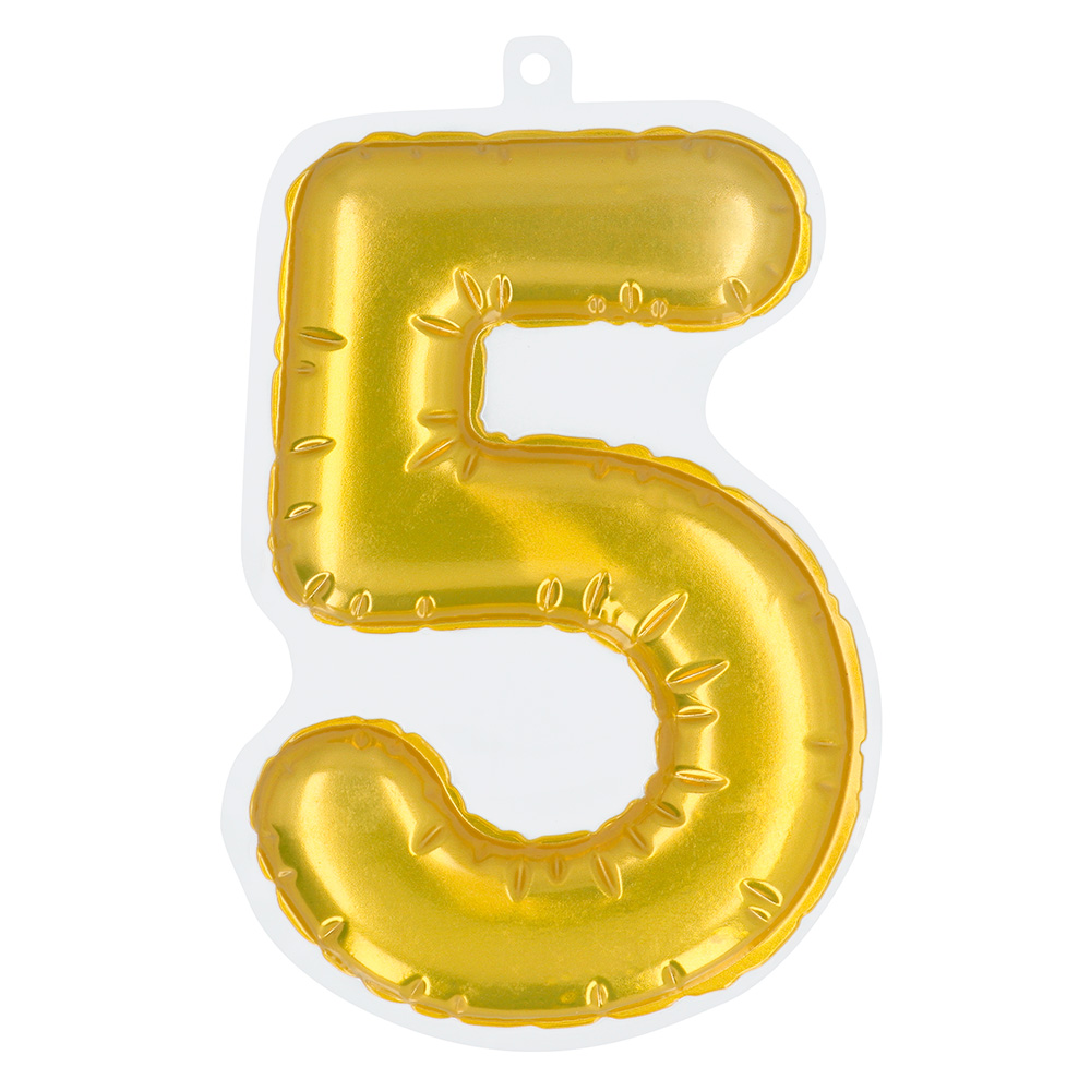 St. Folieballon Nummer sticker '5' goud (20 cm)