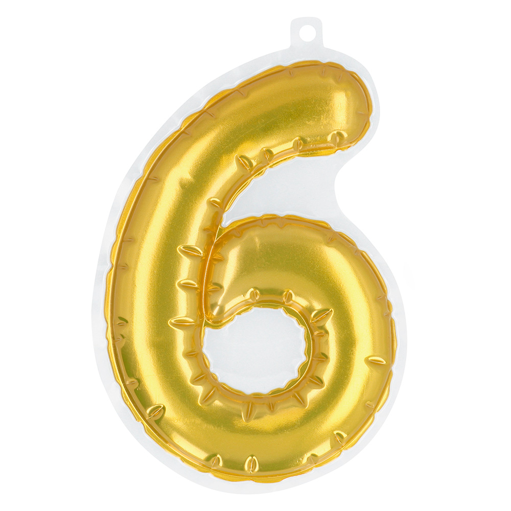 St. Folieballon Nummer sticker '6' goud (20 cm)