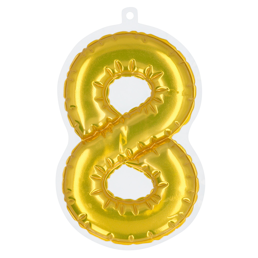 St. Folieballon Nummer sticker '8' goud (20 cm)