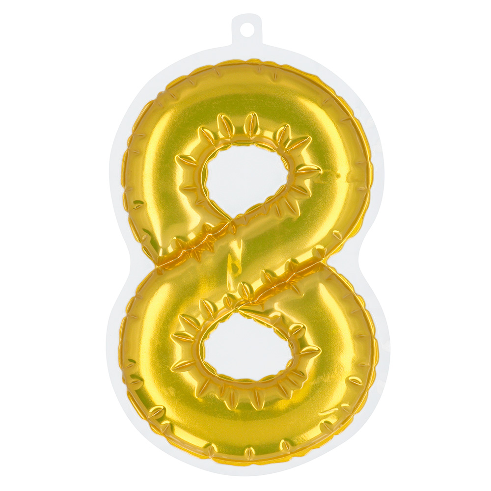 Folieballonsticker '8' goud (20 cm)