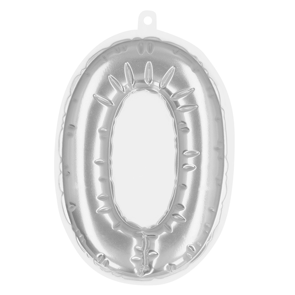 Folieballonsticker '0' zilver (20 cm)