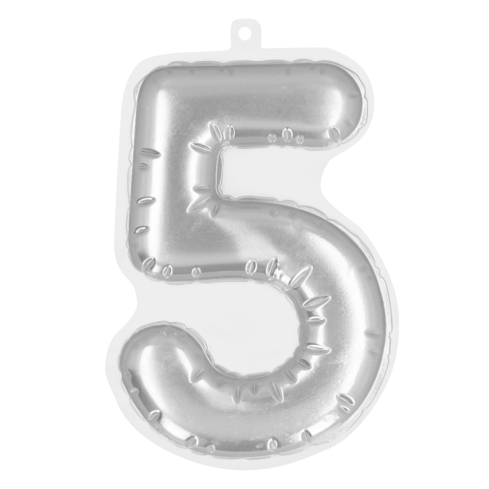 Folieballonsticker '5' zilver (20 cm)