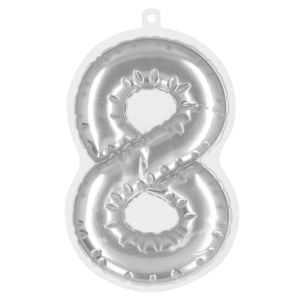 Folieballonsticker '8' zilver (20 cm)