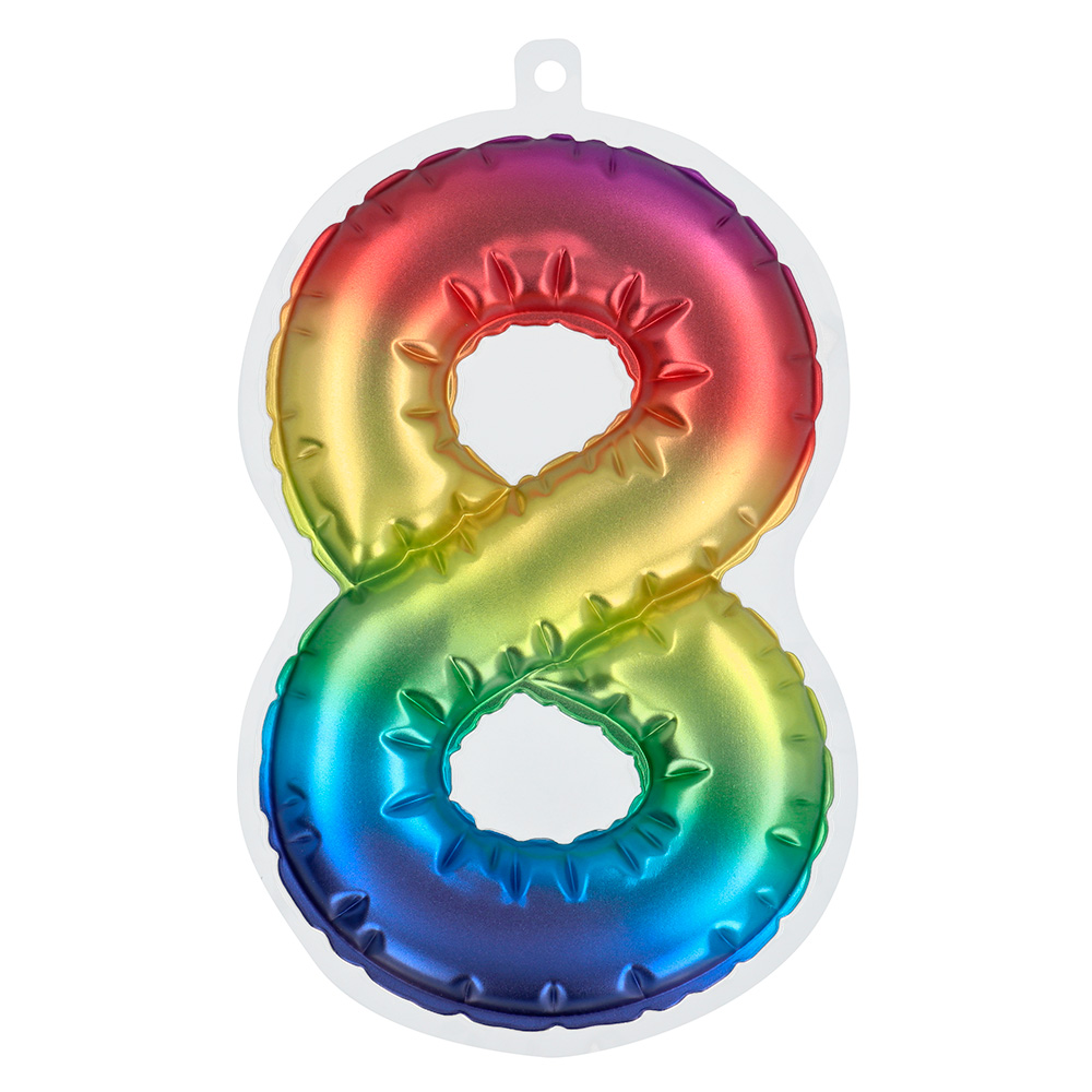 St. Folieballon Nummer sticker '8' regenboog (20 cm)