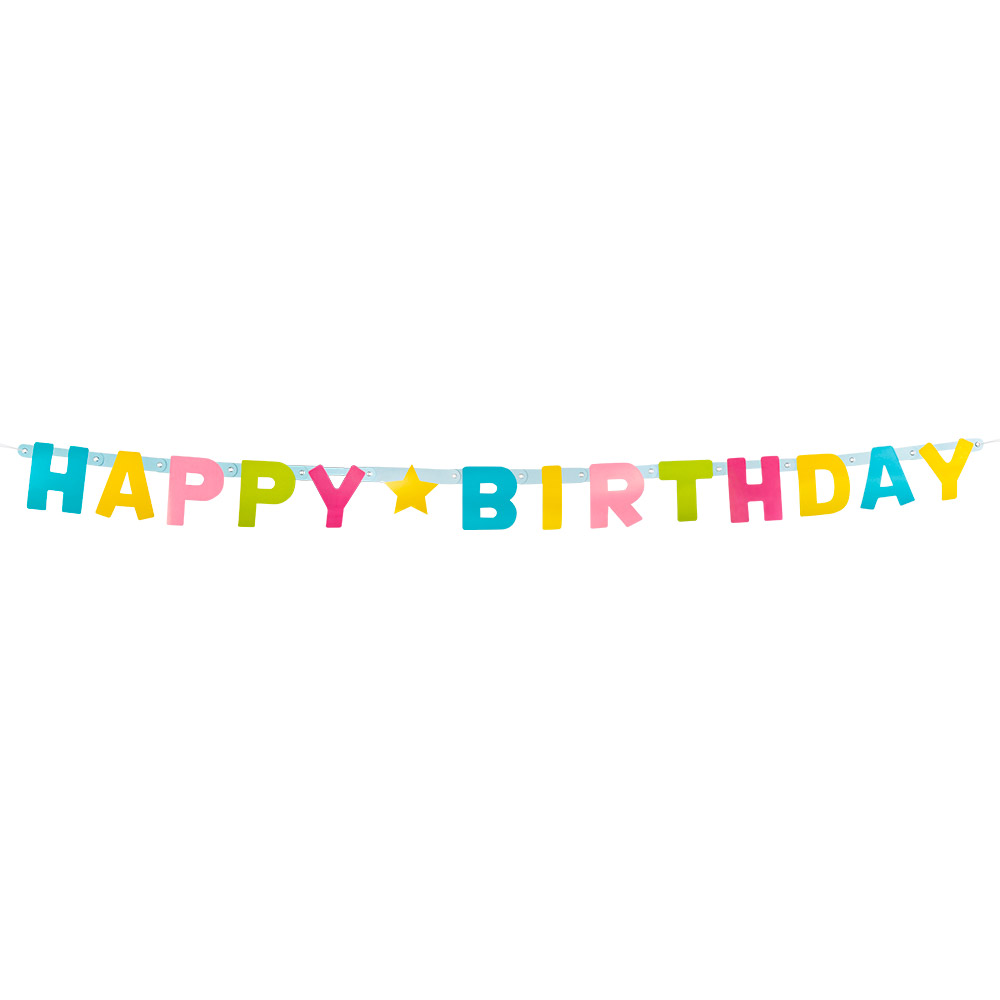 Kartonnen letterslinger 'Happy birthday' (1,5 m)