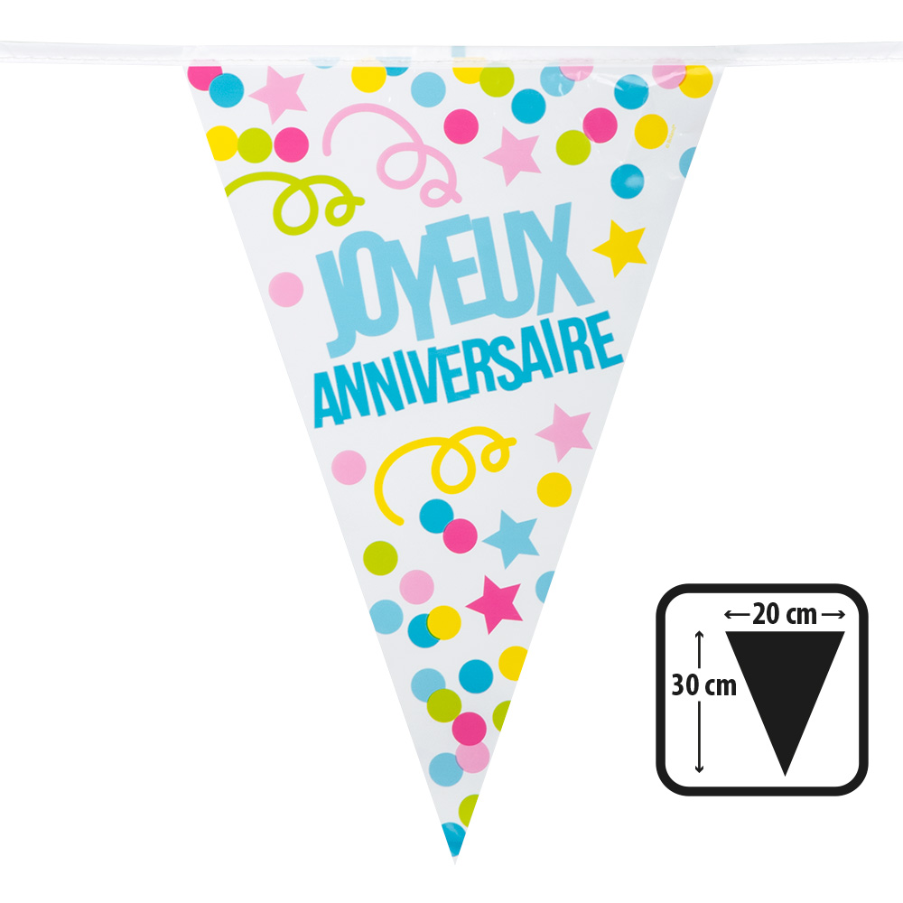 PE vlaggenlijn 'Joyeux anniversaire' (30 x 20 cm)(6m)