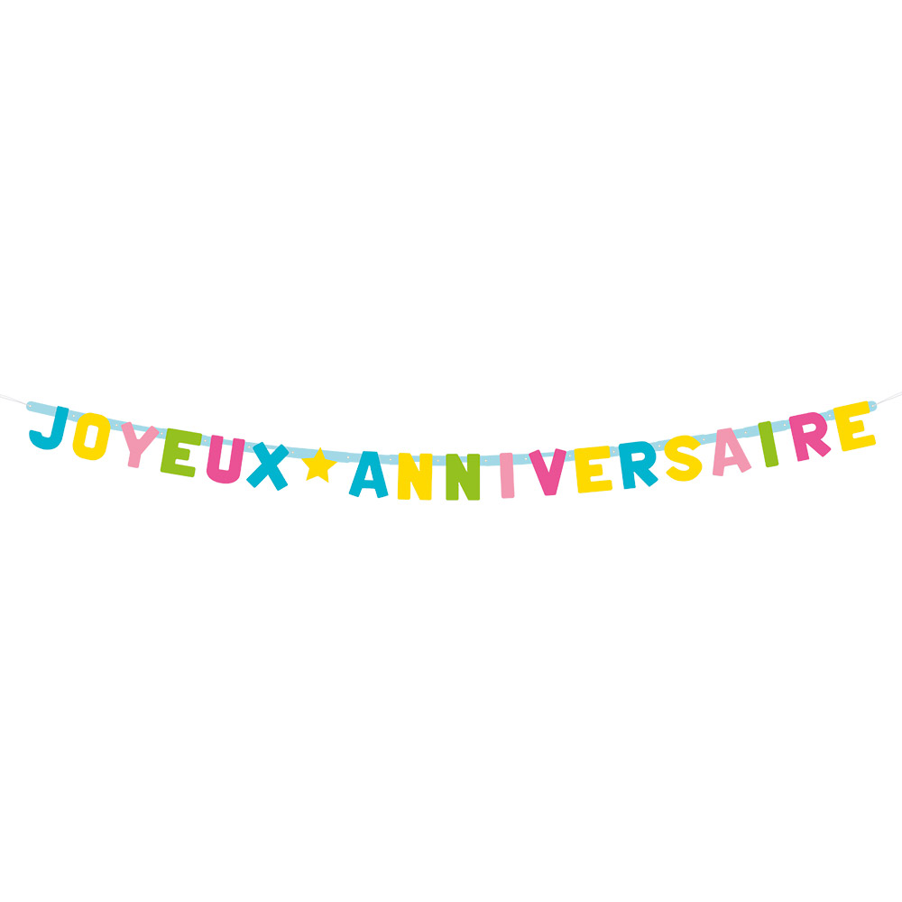 Kartonnen letterslinger 'Joyeux anniversaire' (2 m)