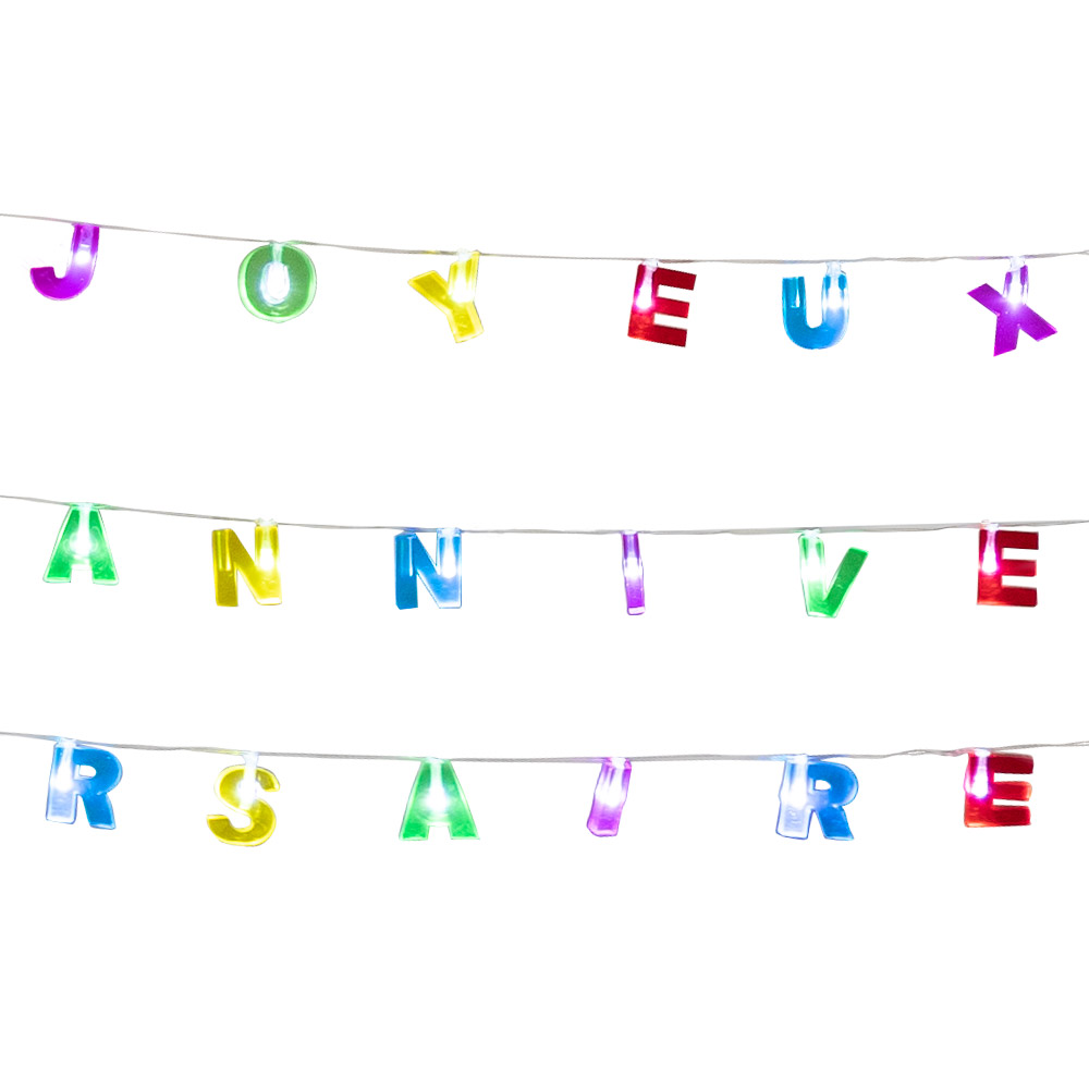 LED lichtsnoer 'Joyeux anniversaire' (200 cm)