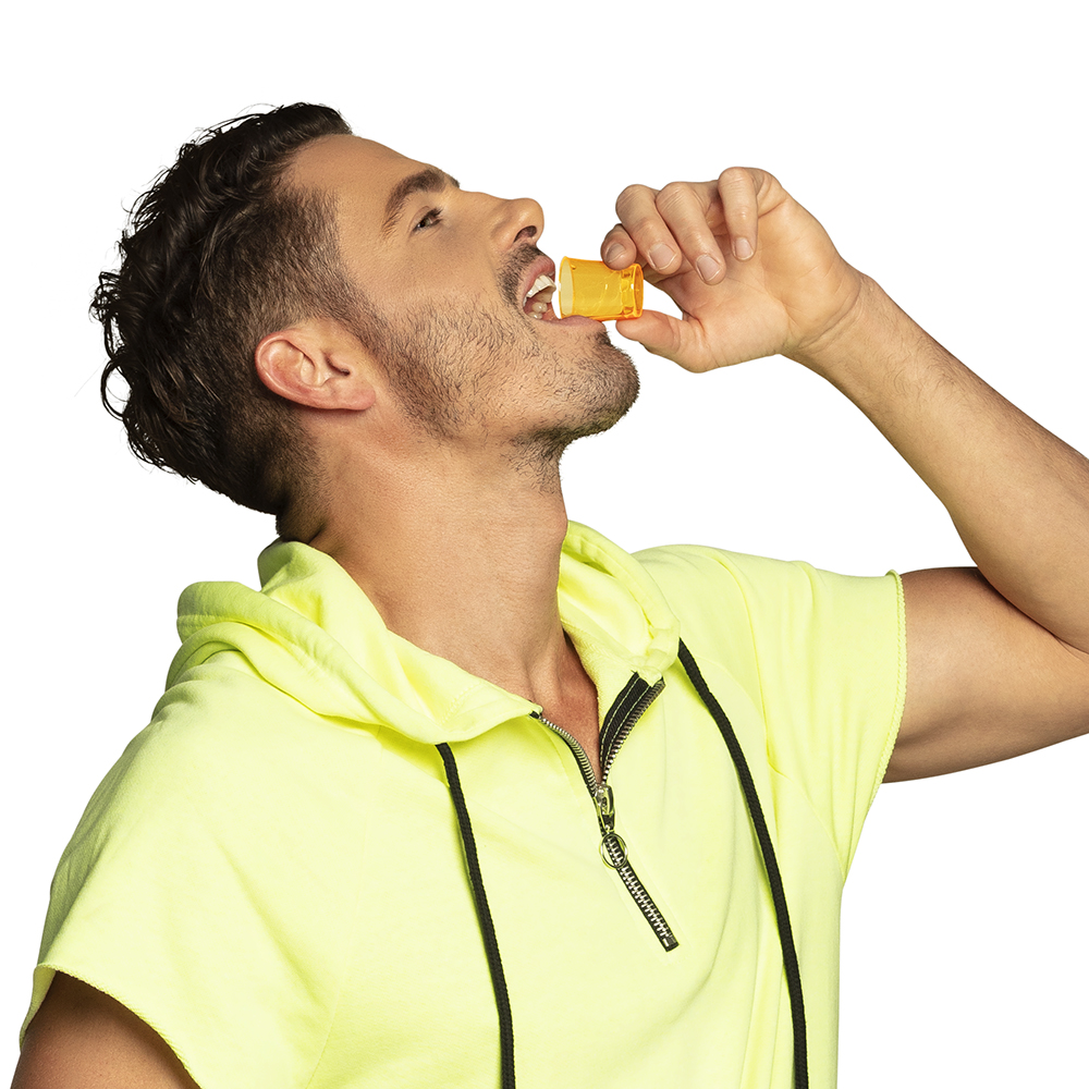 Set 20 plastic shotglaasjes 4 neonkleuren UV