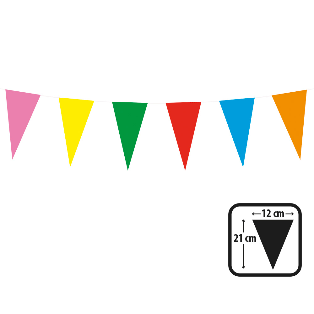 Papieren vlaggenlijn veelkleurig (21 x 12 cm)(10 m)
